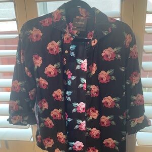 Bonobos Black Shirt with Vibrant Floral Design